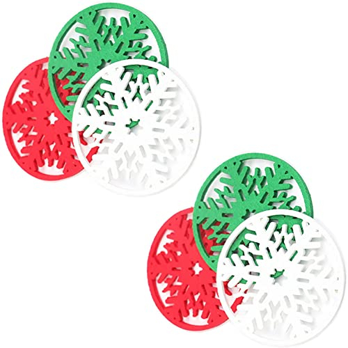 Christmas Snowflake Coasters 6 Pack Snowflake Design Non-Woven Coasters Felt Cup Mats Wine Tea Coffee Mats, Decoration for Christmas Party Winter Holiday Wedding Dinner