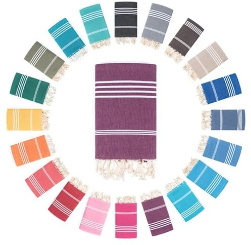 Darido Turkish Serviette de Bain Fouta Hammam - Serviette de Sauna, de Bain et de Plage XXL 100 x 200 cm - 100% Coton - Légère, Douce et absorbante - Multi-Usage et Pratique