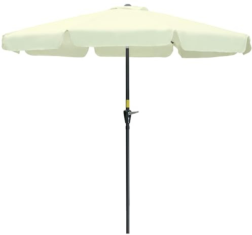 Outsunny Sonnenschirm Terrassenschirm Marktschirm Ø2,66 m UV-Schutz 50+ Gartenschirm 8 Rippen verstellbar Beige