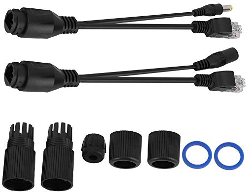 Joyzan Kit Divisor PoE, Inyector PoE Alimentacion A Traves de Ethernet Conector 5,5 X 2,1mm DC Adaptador Passive Power Over Fast Cable Pasivo para WLAN Enrutadores Conmutadores 12V, 2Pares(Negro)