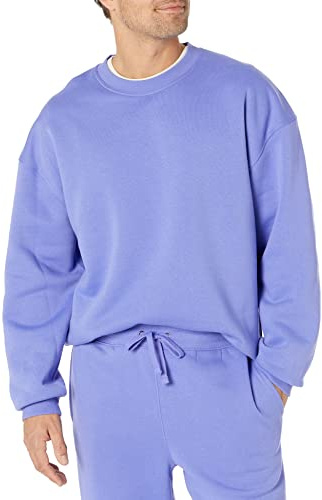 Amazon Essentials Men's Oversized-Fit Crewneck Sweatshirt (Available in Big & Tall), Purple Blue, Medium