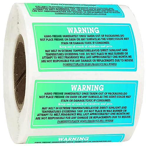 Freshiess Scent Care Instruction Stickers 1 x 3.5 inch 300 Pcs Freshiess Warning Label Stickers Car Freshies Warning Labels for DIY Crafts Freshies Car Business,Beads and Silicone Molds Supplies