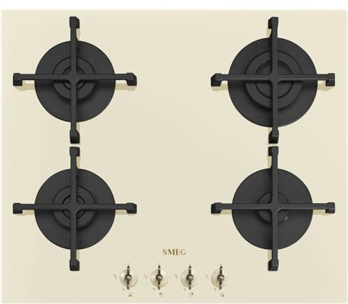 SMEG PV864PO, COLONIAL-Gaskochfeld, Cream glass (brass finish)