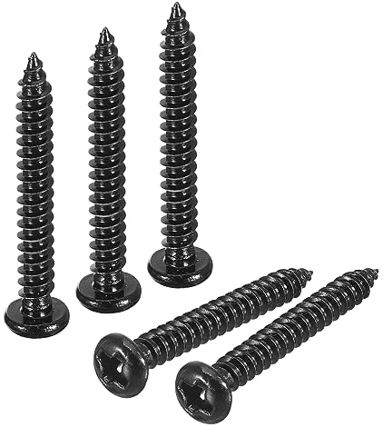 QUARKZMAN 100Pcs 3x25mm Tornillo Autorroscante de Cabeza Alomada Redonda Phillips, Tornillos Autoperforantes de Acero Inoxidable 304, Tornillo para Madera con Rosca Completa, Negro