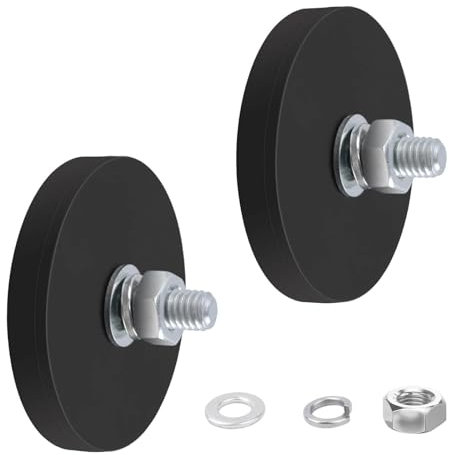 Gummiert Magnete Stark, 15Kg+ Haftkraft Neodym Magnete Gummiert Anti-Rutsch, Ø43mm Stark Magnete mit M6 Außengewinde Magnetischer Montagesockel, für Fahrzeuge, Lampen, Befestigen Von Werkzeugen 2Stück