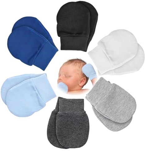 BIKPRST 6 Pares De Guantes De Bebé Manoplas De Algodón Manoplas Antiagarre Para Bebés De 0 A 6 Meses Niños Y Niñas