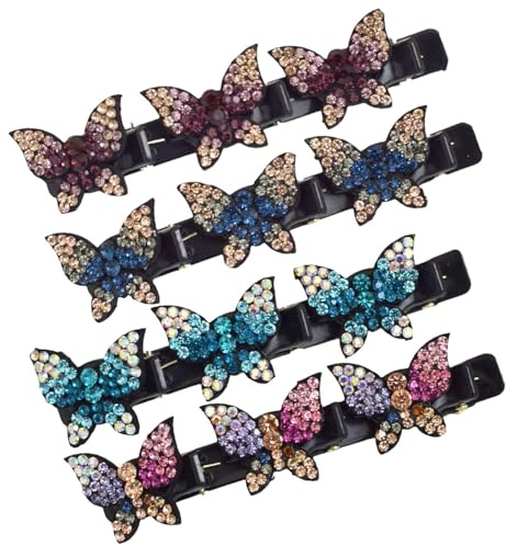 Mollette per capelli, fermagli per treccia - Forcine per capelli con treccia di strass antiscivolo - Fermagli per capelli a treccia a doppio strato, fermagli a becco d' con 3 piccole clip Access