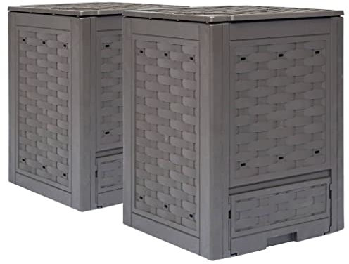 Furniture Select-Garden - Compostadores de jardín (2 unidades, 60 x 60 x 83 cm, 600 L, plástico, ratán)