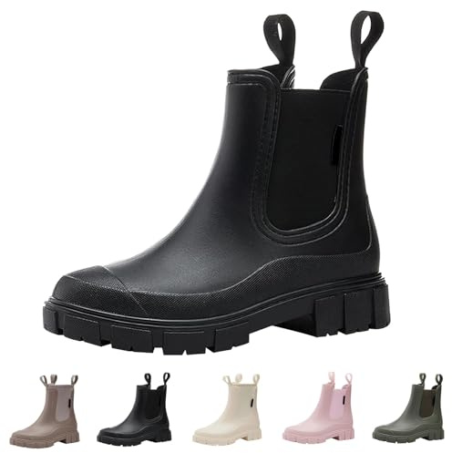 Botas de lluvia para mujer, botas de goma para mujer, impermeables, botines de PVC ligeras, botas de lluvia para mujer, acolchadas, zapatos de agua de lluvia, botines de lluvia para exteriores,