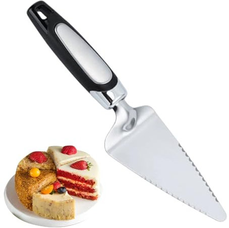 Cake Slice, Pizza Knife, Wedding Cake Knife, Serrated Edges for Cake Pizza, Cake Server Perfect for Wedding, Christmas, Kitchen, Party (Black)