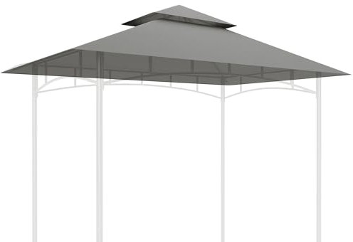 Outsunny Toit de Rechange pour tonnelle de Barbecue 2,4 x 1,5 m, auvent de Remplacement pour abri Barbecue à 2 Niveaux, en Polyester 160g/m² Anti-UV, Gris Clair