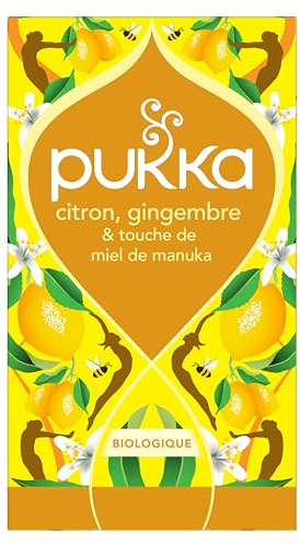 Pukka Lemon, Ginger & a Touch of Manuka Honey, Tisana Biologica Con Limone, Zenzero, Miele di Manuka, Con Ingredienti 100% Naturali, Ideale per il Supporto Quotidiano, 20 Filtri