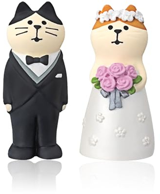 XJLyaya 2 Piezas Muñecos Tarta Boda, Figuras Novios Tarta, Figuras de Novios Personalizadas, Escultura con Forma de Gato, Adecuado para Aniversarios, Decoraciones de Automóviles, San Valentín