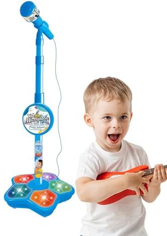 Machine de karaoké pour enfants - Jouet chantant réglable en hauteur, stable et lumineux - Cadeau d'anniversaire - Kit de karaoké portable avec microphone pour s'amuser à la maison et les fêtes