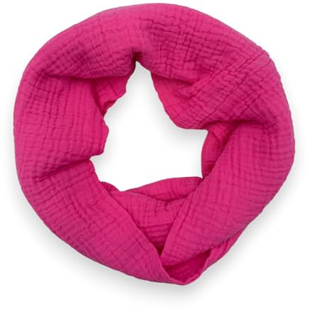 Ziona Musselin Loop Sciarpa Donna Tinta Unita - 100% Cotone Made in Italy 2 Veli Sciarpa Rotonda Leggera 136 cm di circonferenza, Morbida Sciarpa tubolare Primavera Estate, Colore: rosa., L