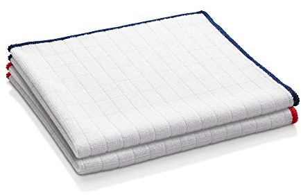 E-Cloth Wash & Wipe Dish Cloth, Microfibre, Blue/White & Red/White, 2 Pack