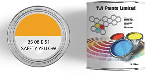 T A Paints Ltd Floor & Garage Paint Quick Drying 1L Safety Yellow Bs 08 E 51 Concrete Workshop industrial Factory Floors Brick Stone Wood Metal Hard Wearing
