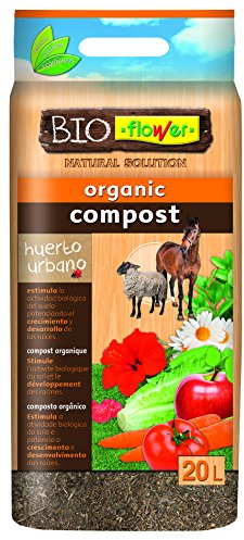 Flower - Compost Orgánico Bioflower | Estimula Actividad Biológica del Suelo | Ideal para Todo Tipo de Plantas | Natural de Oveja y Caballo | Sustrato Sustentable, 30x5x55 cm