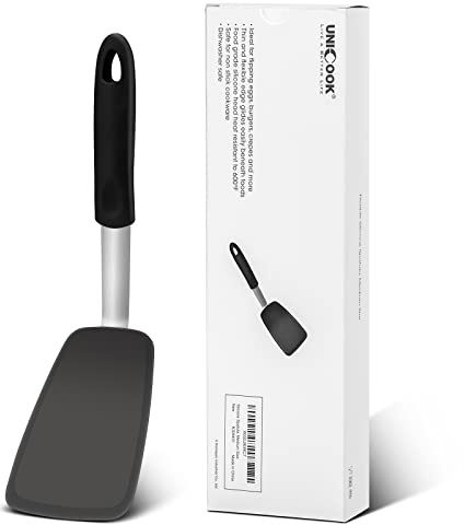 Unicook Flexible Silicone Spatula, 600°F Heat Resistant Silicone Turner for Nonstick Cookware, Essential Kitchen Cooking Utensil, Ideal for Flipping Eggs, Pancake, Burgers, Crepes and More, Medium