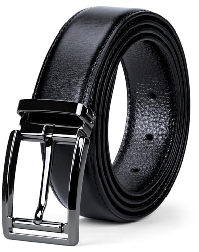 NEWHEY Cinturones Hombre Cinturones Hombre Cuero Cinturón para Hombre Trabajo Casual Jeans Trajes Cinturon con Caja de Regalo 32mm Negro