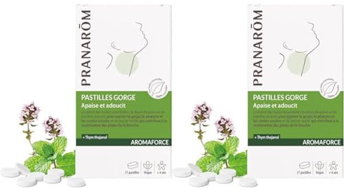 Pranarôm - Aromaforce - Pastilles Apaisantes Gorge aux Huiles Essentielles - Apaise et Adoucit - 21 Pastilles, Canneberge, 21 Unité (Lot de 2)
