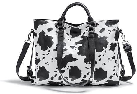 Aileese Tote Handbags for Women Animal Cow Pattern Soft Leather Hobo Purses Fashion Crossbody Large Shoulder Bags
