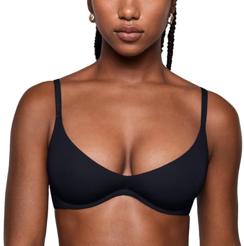 INLYRIC Women's Plunge Bra Unlined Underwire | Inbarely Plus Collection, Scoop Neck, Balconette, Demi, Double Layer, Adjustable Straps