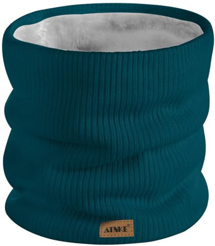 ATNKE Invierno Cálido Cuello Polainas Espesar Prueba Viento Bufandas Polvo Rostro Mascarilla Esquí Círculo Doble Capa Forro Polar Tejer Bufanda Regalos para Hombres y Mujeres/Olive Green
