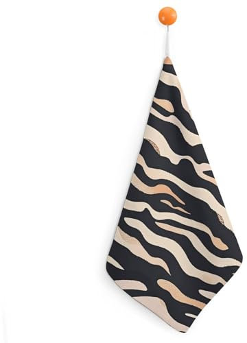 QWNMD Mikrofaser-Handtücher, kleine Handtücher mit Aufhängeschlaufe, saugfähig, weich, kleines Hängetuch, Zebramuster, kleiner quadratischer Schal für den Einsatz in der Küche und im Badezimmer