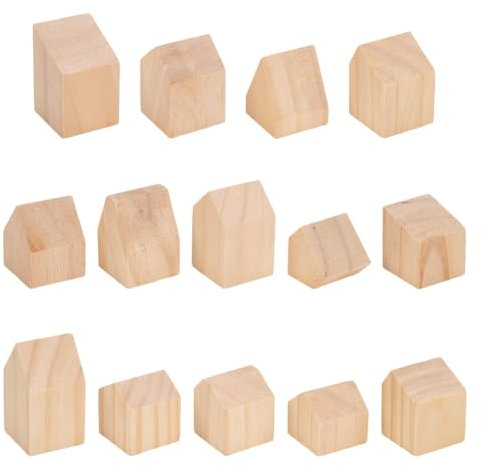 NBEADS 14 Stk. Holzhäuser in Form von Blöcken, Große Holzklötze Leere hölzerne Craft Würfel Hölzerne Malerei Blöcke für Dekoration und Weihnachten DIY Crafts, BurlyWood