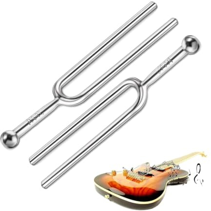 KEQAR 2 Diapasones Estándar (A440 Hz), Acero Inoxidable, Herramienta de Tono, Horquilla de Afinación, Diapason Terapéutico, Instrumento Afinador que Afina Violines, Guitarras y Afinadores