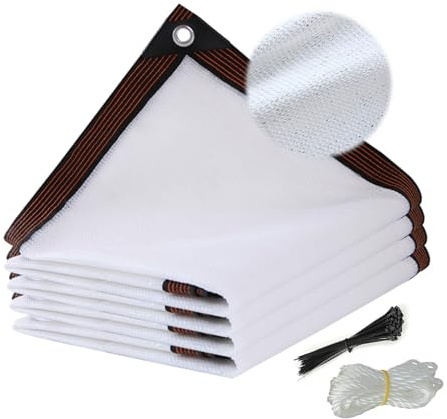 Paño transpirable de polietileno de alta densidad para invernadero, protección UV, vela solar rectangular para patio, pérgola, balcón, jardín, plantas, gallinero al aire libre (10 x 12 m)