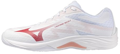 Mizuno Women's Lightning Select Volleyball Shoes, White/Rose Elegance/Lava Falls, 6
