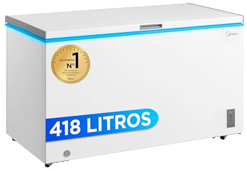 MIDEA Arcon Congelador Pequeño de 418L | Congelador Horizontal Convertible a Frigorífico con Motor Inverter, Control Electrónico de Temperatura, Cestas con Asa | Arcón Silencioso 41 db Bajo Consumo