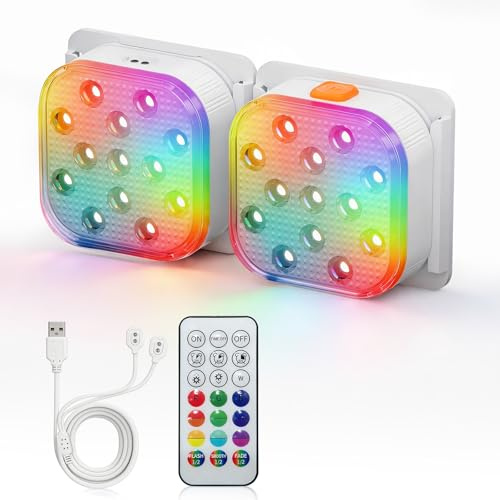 SoulBay Luce Piscina Subacquea 2pcs, LED Lampada Piscina Magnetica Ricaricabile Impermeabile Telecomando 16 Colori 6 Modalità RGB, Spot Piscina Decorazioni per Piscina, Spa, Bagno, Acquario e Bacino
