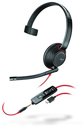 Poly Blackwire 5210 Cuffia Padiglione auricolare Connettore 3.5 mm USB Tipo-C Nero, Rosso