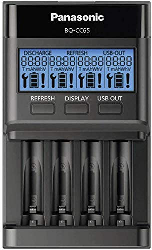 Panasonic eneloop 52065 eneloop pro, Intelligentes Schnellladeger?t mit LCD-Display, fr 44200 Ni-MH Akkus AA/AAA, mit Refresh-Modus, 52100, Schwarz
