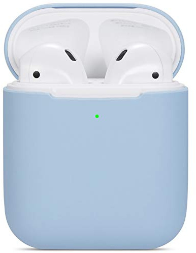 kompatibles Airpods Hülle,Watruer ultradünnes, weiches, silikonschonendes, stoßfestes, rutschfestes Schutzzubehör Schutzhülle für Apple Airpods 2 & 1-Ladekoffer - Hellblau