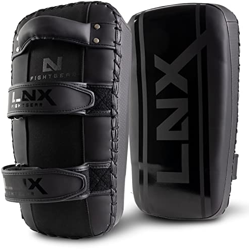 LNX Thai Pads Ultimatte - Paar in matt schwarz original Thai Style für Kickbox Muay Thai Training usw. Schlagpolster Kickpolster Pratze Paar