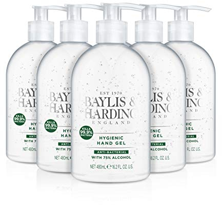 Baylis & Harding Anti-bacterial Unfragranced Hand Gel, 480ml, Pack of 6 - Vegan Friendly