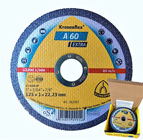 25 x Klingspor Edelstahl Trennscheiben 125 x 1mm Inox Metall Trennscheibe für Flex