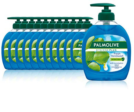Palmolive Hygiene-Plus Fresh Soap 12 x 300 ml Antibacterial Eucalyptus Fragrance for All Skin Types Liquid Hand Soap
