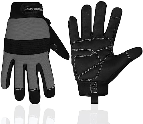 SAWANS Sicherheitshandschuhe für die Arbeit im Garten Arbeitshandschuhe für Herren und Damen Mechaniker Bauarbeiter Allzweckhandschuhe flexibel gepolsterter Handflächenschutz