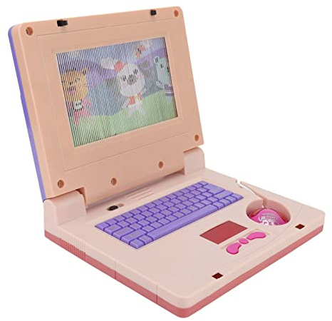 Computadora PortáTil de Aprendizaje para niñOs, 19 X 15,7 X 3,8 Cm, Juguete de Computadora de SimulacióN de Desarrollo Cognitivo ElectróNico de MúSica LED Educativa (Ratón retráctil morado)