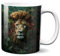 Hustling Sharks® Löwe In Blumen Kaffeetasse - 330ml Spülmaschinenfest, Keramik - Weiß, Tiermotiv, Inspirierendes Bild, Büro - Geschenk Tasse