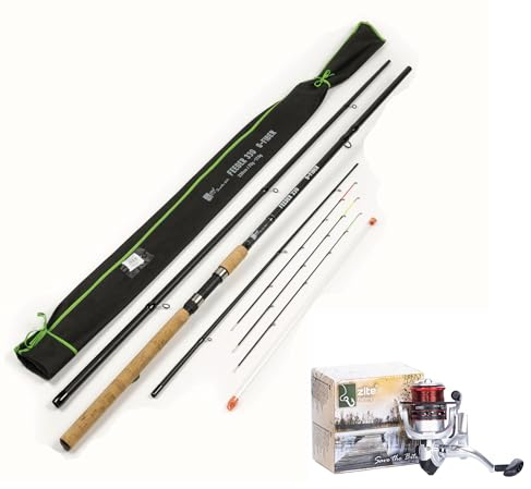 Zite Fishing Feeder-Angel-Set | Feederrute 3,30m 20-120g Wurfgewicht | ideal für Futterkorb-Angeln | Allround-Rolle bespult 3000 3BB | 2 Alu-Spulen