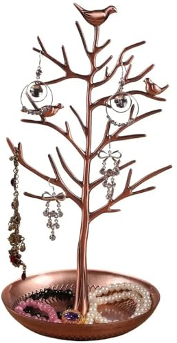 TRIXES Portagioie in bronzo anticato – Uccelli vintage – Appendi i tuoi gioielli – Appendi gioielli – Organizer da appendere a torre