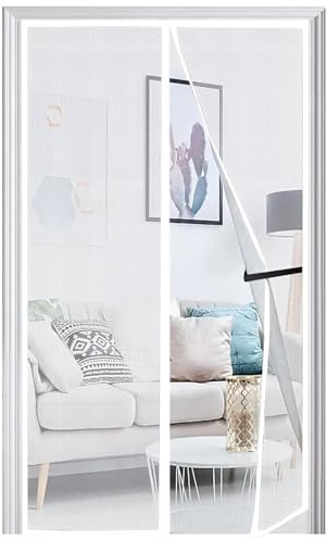 Panngu Mosquitera Puerta Magnetica 90x190cm, Cortina Mosquitera Puerta Exterior Actualización en 2024, Cortinas Mosquiteras para Puertas con Imanes Puerta del Balcón, Puerta Patio - Blanco