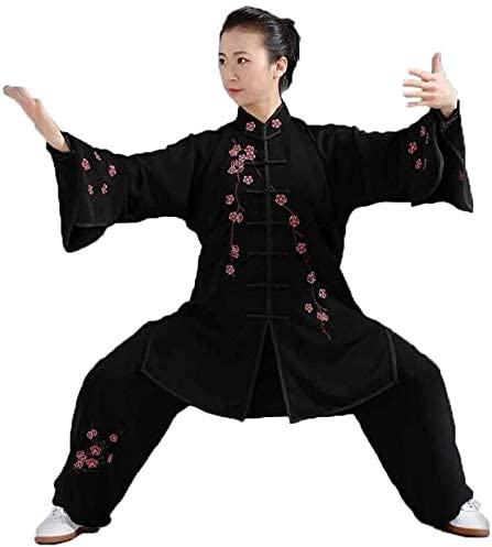 RWRAPS Kampfsport-Anzug für Damen, Kung-Fu-Uniform, Tai-Chi-Anzug, locker, bequem, atmungsaktiv (schwarz, S)