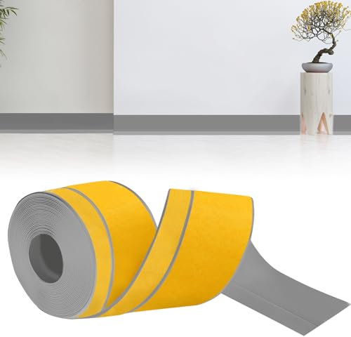 bechoanigel Rodapies Autoadhesivo, 50 mm x 20 mm x 12m PVC Zocalo Cocina, Flexible Autoadhesivo Rodapie PVC Copete Encimera Cocina Ideal para Cocinas y Baños (Gris)